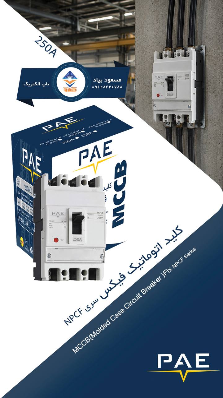 کلید اتوماتیک قابل تنظیم ۲۵۰ آمپر سه پل پارس اروند مدل CSX250F